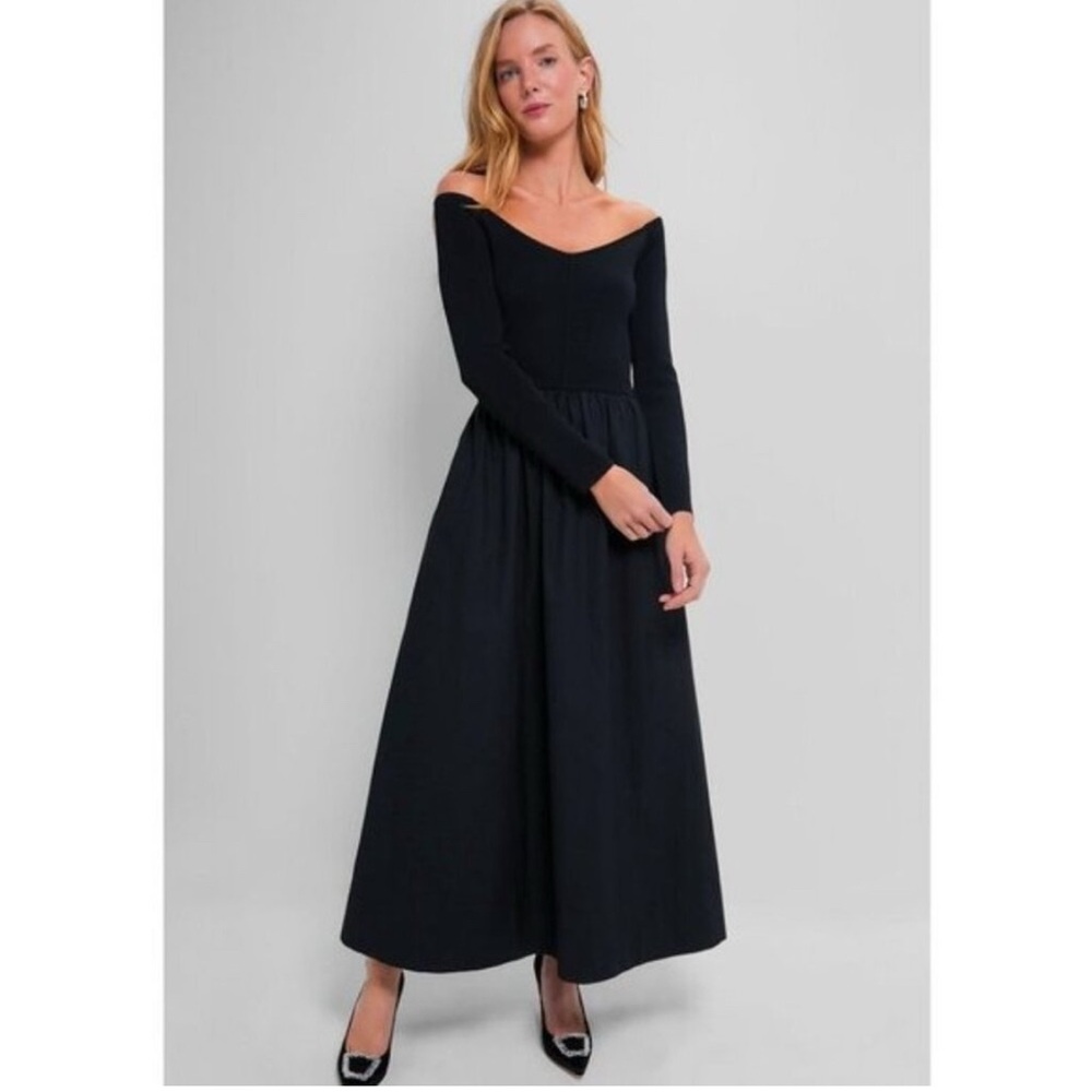 SOLD Tuckernuck | NEW Black Clea Off-the-shoulder Stretch-knit Maxi Dress Size M